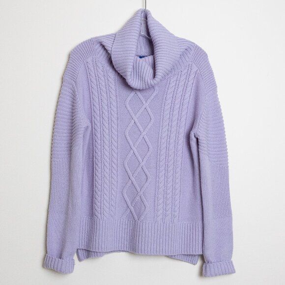 Kit and Ace Merino Cableknit Turtleneck Sweater Liliac Purple - Picture 2 of 13